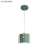 Stylish Macaron Hanging Light - 1 With Metallic Shade Gray/White Barrel Suspension Lamp Ideal For
