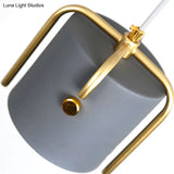 Stylish Macaron Hanging Light - 1 With Metallic Shade Gray/White Barrel Suspension Lamp Ideal For