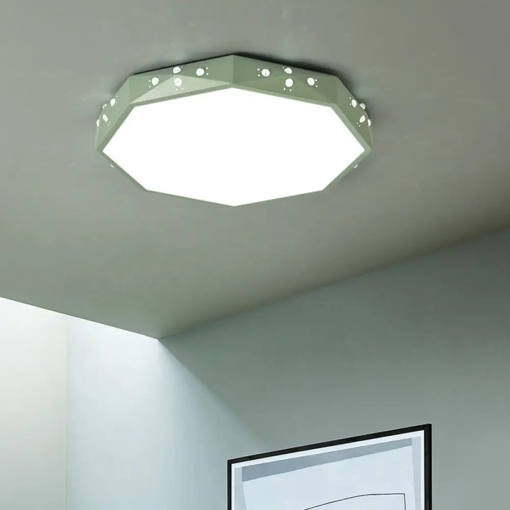 Stylish Macaron Octagon Led Ceiling Lamp For Childrens Bedroom