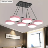 Stylish Macaron Pendant Light For Nursery And Bedroom - Acrylic Round Shade Chandelier