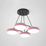 Stylish Macaron Pendant Light For Nursery And Bedroom - Acrylic Round Shade Chandelier 4 / Pink