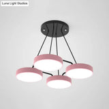 Stylish Macaron Pendant Light For Nursery And Bedroom - Acrylic Round Shade Chandelier