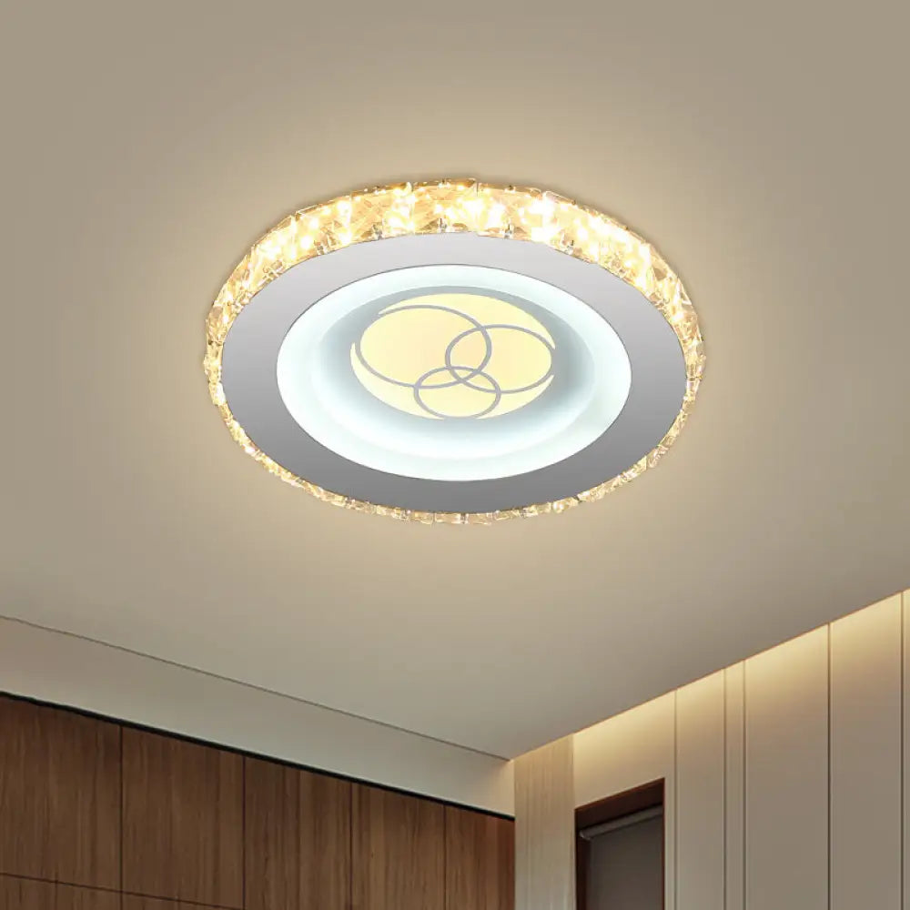 Stylish Mini Led Ceiling Flush Mount Crystal Light Fixture For Corridor Stainless - Steel / C