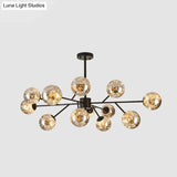 Stylish Minimalist Ball Chandelier - Starry Led Lighting Cognac Glass Bedroom Pendant