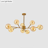 Stylish Minimalist Ball Chandelier - Starry Led Lighting Cognac Glass Bedroom Pendant