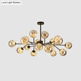 Stylish Minimalist Ball Chandelier - Starry Led Lighting Cognac Glass Bedroom Pendant
