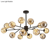 Stylish Minimalist Ball Chandelier - Starry Led Lighting Cognac Glass Bedroom Pendant