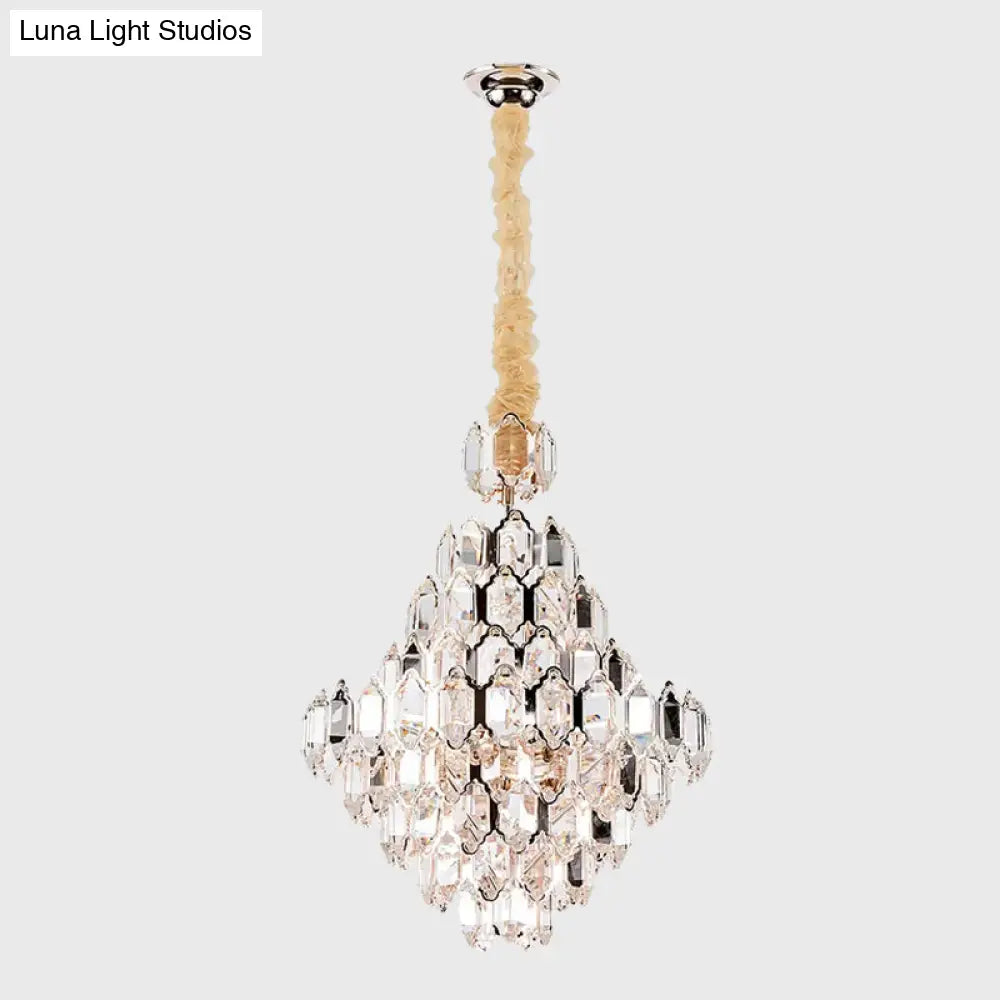 Stylish Modern Cone Pendant Lamp - 8/10-Head Silver Crystal Chandelier