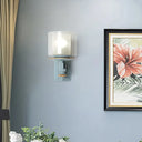 Stylish Nordic Cylinder Wall Light With Shell Deco: Metal & Glass Lamp For Stair Sky Blue