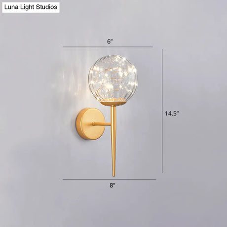 Stylish Nordic Led Sconce Lamp With Glass Shade For Living Room