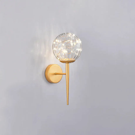Stylish Nordic Led Sconce Lamp With Glass Shade For Living Room Gold / Ribbed