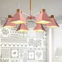 Stylish Rotatable Macaron Wood Chandelier - 6 Lights Ideal For Baby Room Ceiling Pendant Pink