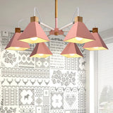 Stylish Rotatable Macaron Wood Chandelier - 6 Lights Ideal For Baby Room Ceiling Pendant Pink
