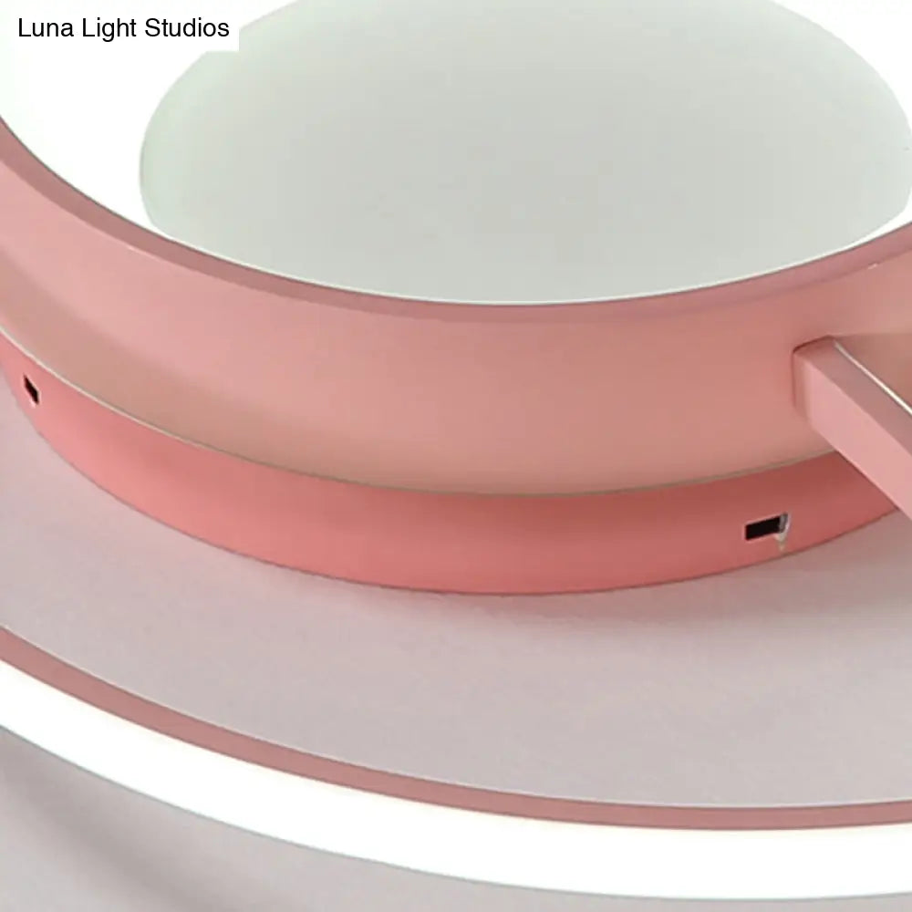 Stylish Round Macaron Flush Ceiling Light With Acrylic Wing Design For Living Room