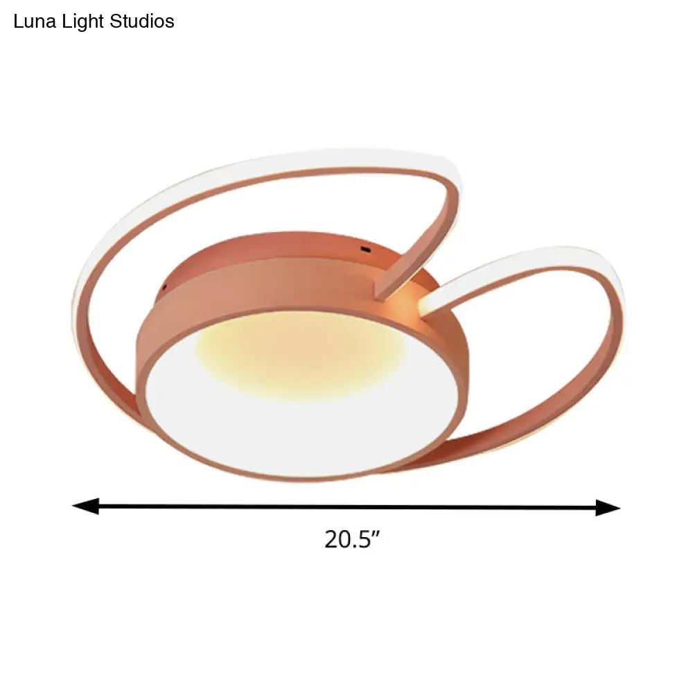 Stylish Round Macaron Flush Ceiling Light With Acrylic Wing Design For Living Room