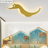 Stylish Sea Horse Led Ceiling Light In Orange/Green With Warm/White Glow