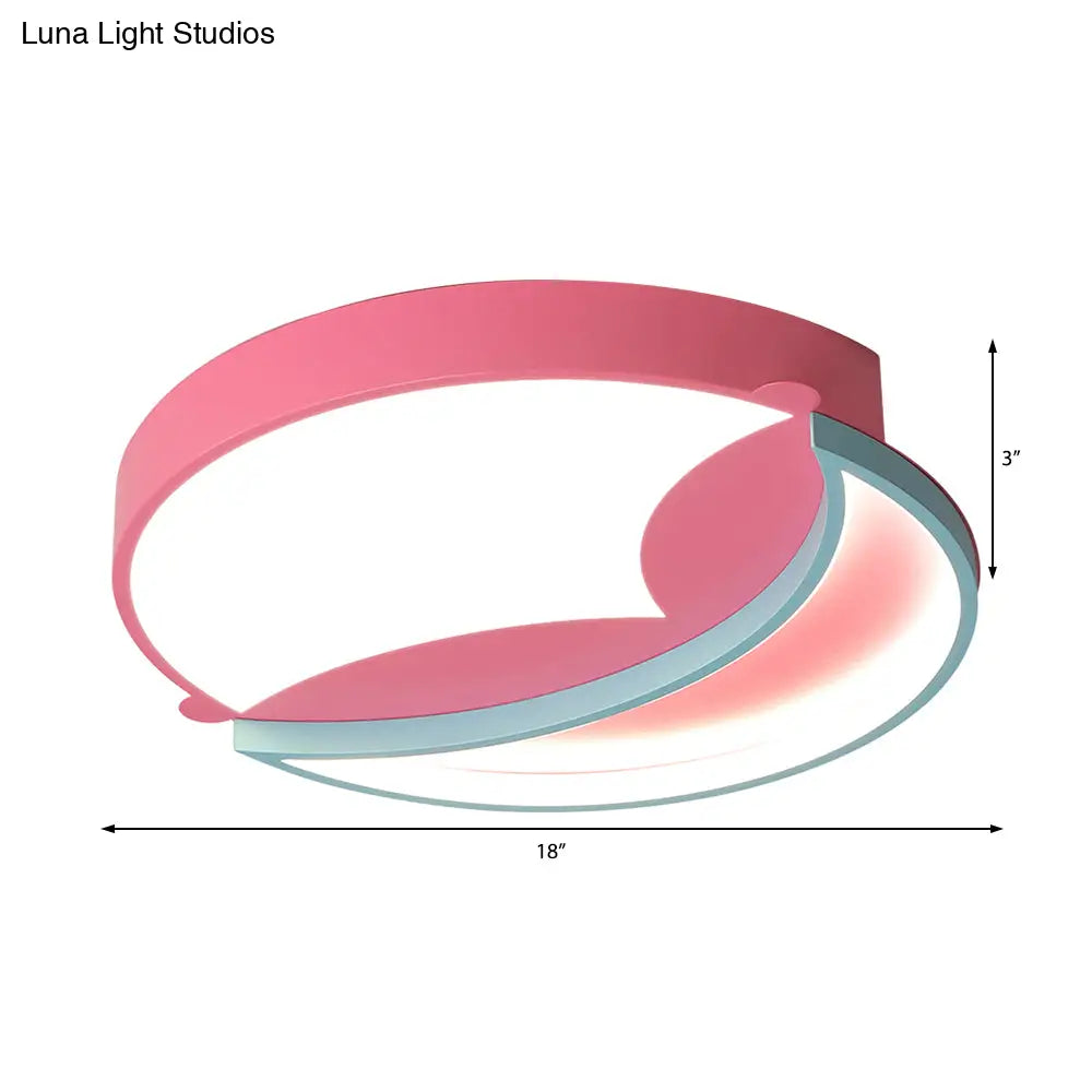 Stylish Silicone Round Flush Ceiling Light - Cartoon Led Mounted Lamp For Bedroom With Blue/Pink
