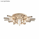 Stylish Sputnik Semi-Flush Light W/ Nine Or Twenty-One Stainless Steel Lights - Ideal For Dining