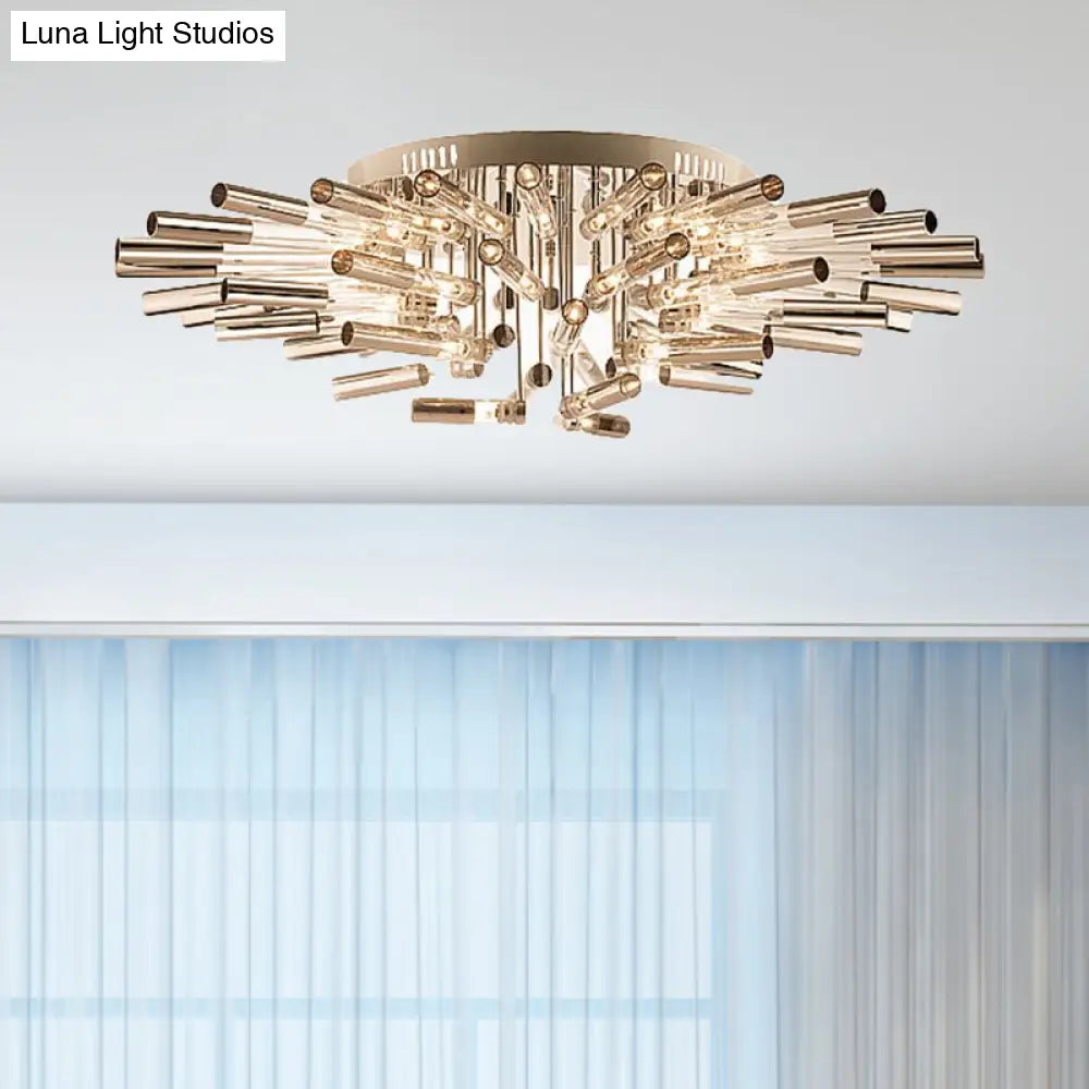 Stylish Sputnik Semi-Flush Light W/ Nine Or Twenty-One Stainless Steel Lights - Ideal For Dining