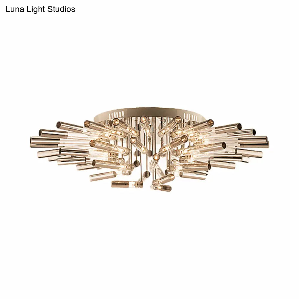 Stylish Sputnik Semi-Flush Light W/ Nine Or Twenty-One Stainless Steel Lights - Ideal For Dining