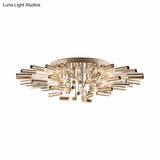 Stylish Sputnik Semi-Flush Light W/ Nine Or Twenty-One Stainless Steel Lights - Ideal For Dining