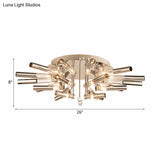 Stylish Sputnik Semi-Flush Light W/ Nine Or Twenty-One Stainless Steel Lights - Ideal For Dining