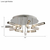 Stylish Sputnik Semi-Flush Light W/ Nine Or Twenty-One Stainless Steel Lights - Ideal For Dining