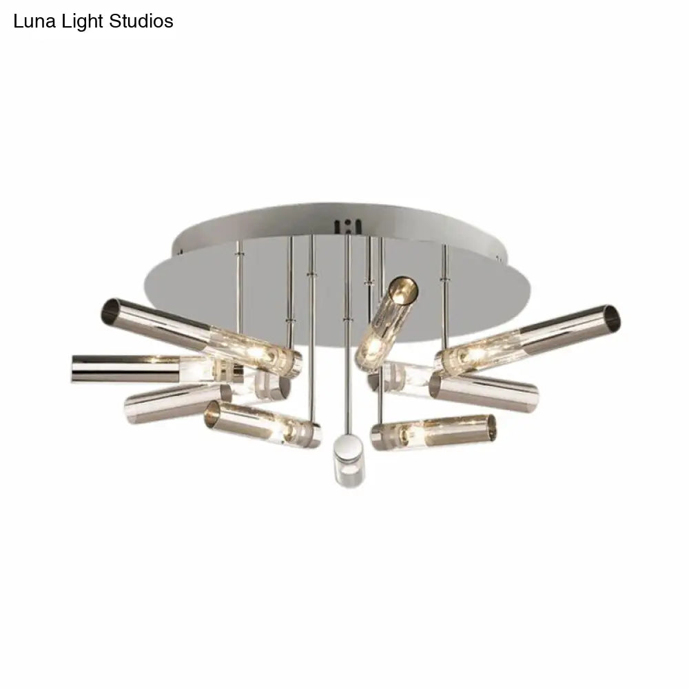 Stylish Sputnik Semi-Flush Light W/ Nine Or Twenty-One Stainless Steel Lights - Ideal For Dining