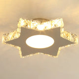 Stylish Stainless Steel Led Flush Light With Crystal Accents For Hallway Stainless - Steel / Star