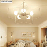 Stylish Star Cage Semi Flush Pendant Light With Metallic Shade - 5 Lights For Bedroom Ceiling