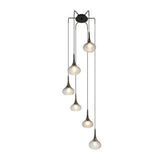 Stylish Teardrop Multi Pendant Ceiling Hang Light - Modern Ombre Smoke Glass 6-Bulb Staircase