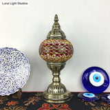 Stylish Turkish Bedroom Table Lamp - Spherical Glass Shade Bronze Finish