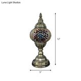Stylish Turkish Bedroom Table Lamp - Spherical Glass Shade Bronze Finish