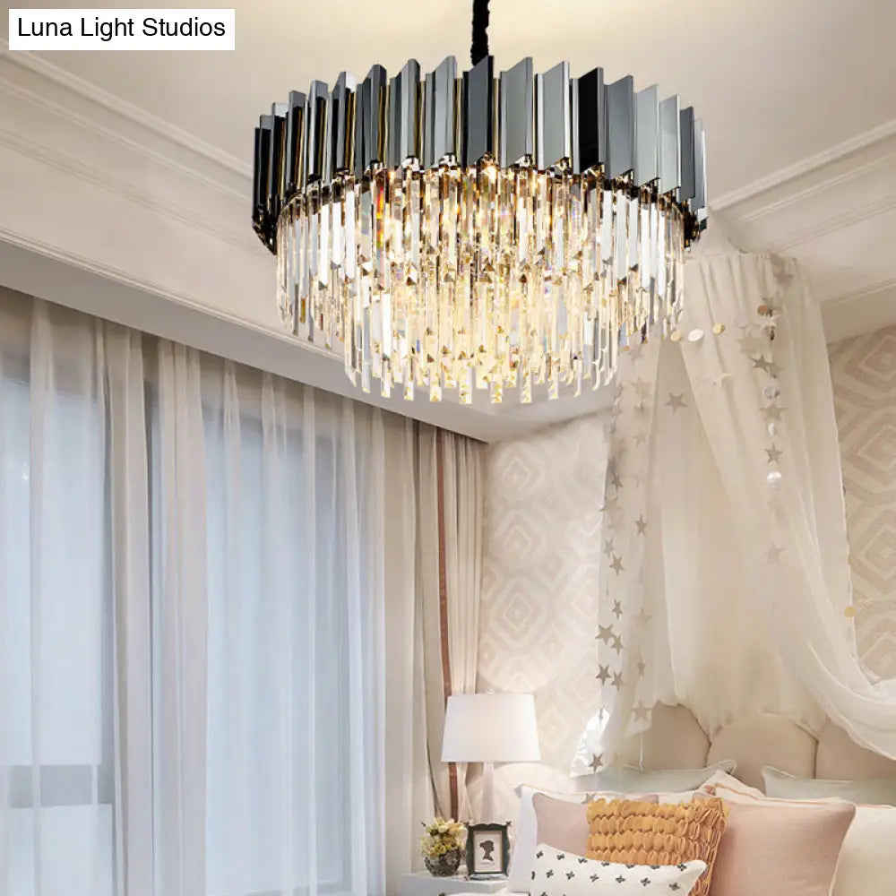 Stylish Vintage Silver Chandelier With Crystal Block For Living Room Décor