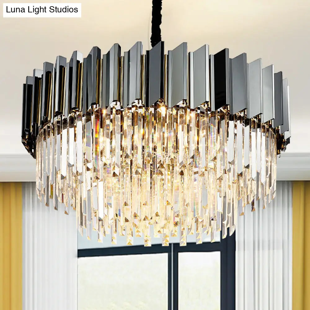 Stylish Vintage Silver Chandelier With Crystal Block For Living Room Décor