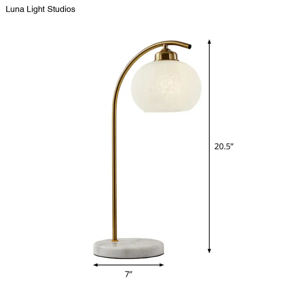 Stylish White Glass Table Lamp With Brass Finish For Study Room