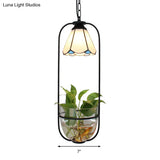 Stylish White Handcrafted Tiffany Art Glass Pendant Light Fixture With Planting