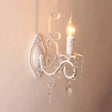 Stylish White Wall Lamp With Clear Crystal For Lodge - Candle Shape Metal Light 1 /