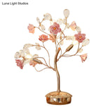 Suhail - Postmodern Floral Table Lamp: Pink Crystal Night Light With Branching