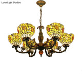 Sunflower Tiffany Style Stained Glass Chandelier: 6-Light Hanging Light For Bedroom