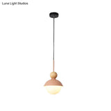 Sunny Doll Hanging Light Macaron Metallic Suspension Lamp - 1 Bulb In Pink/Light Blue For Dining