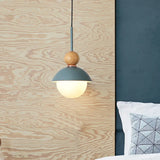 Sunny Doll Hanging Light Macaron Metallic Suspension Lamp - 1 Bulb In Pink/Light Blue For Dining