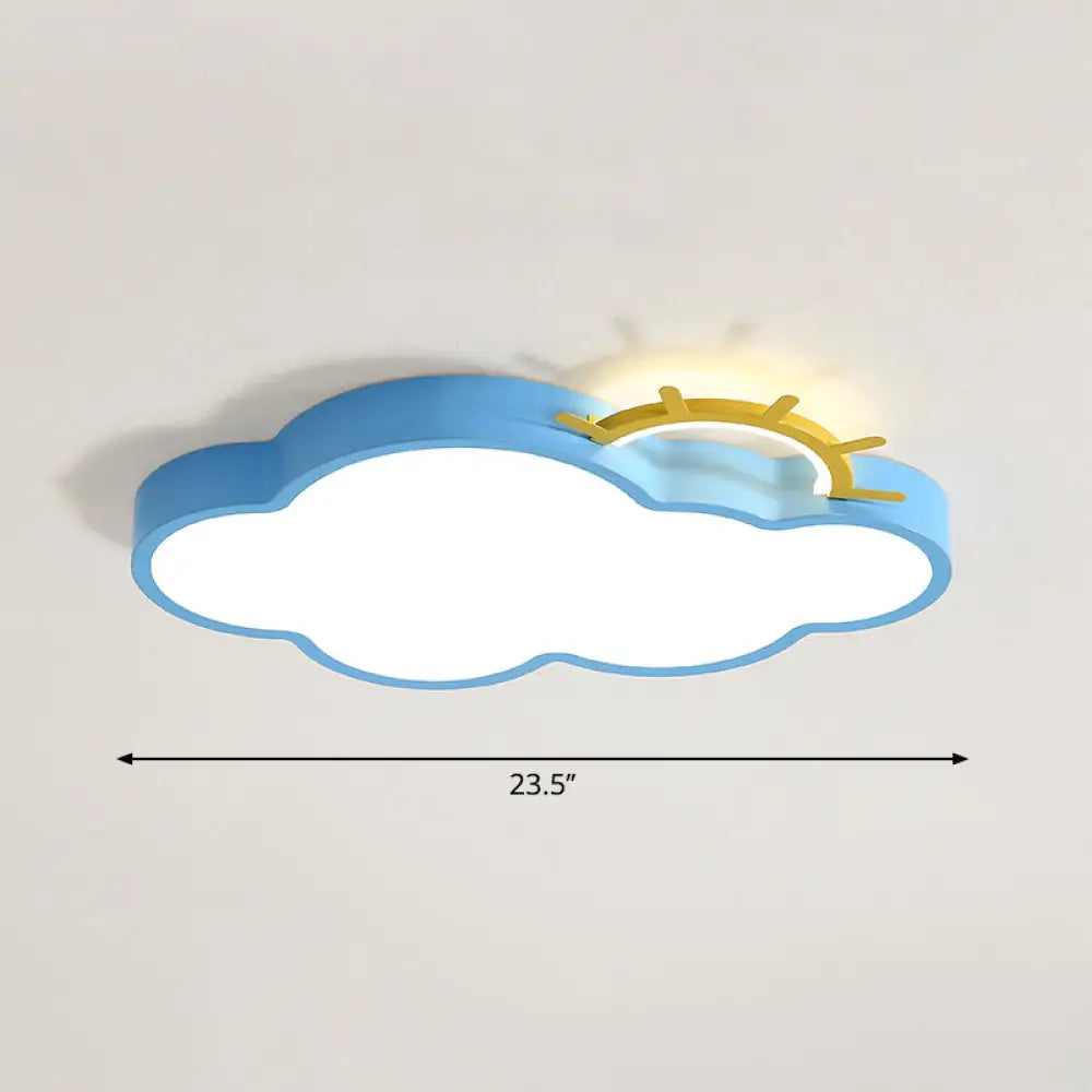 Sunrise Cartoon Led Flushmount Ceiling Light For Kids Bedroom Blue / Remote Control Stepless