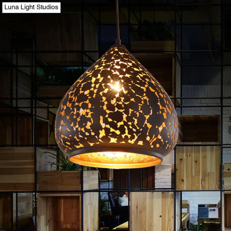 Suspended Carved Pendant Light - Arab Metal Fixture 1 Bulb Silver/Bronze/Brass Ideal For Bedroom