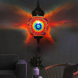 Suspended Sphere Ceiling Light Fixture - 1/4 Bulbs Tradition Red/Blue/Gold Glass Design For