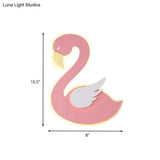 Swan Wall Lamp Cartoon Led Flush Mount Sconce - Pink Left/Right Facing Ideal For Baby Room