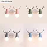 Sweet Cone Child Bedroom Wall Light: Nordic Metal Lamp With Antlers