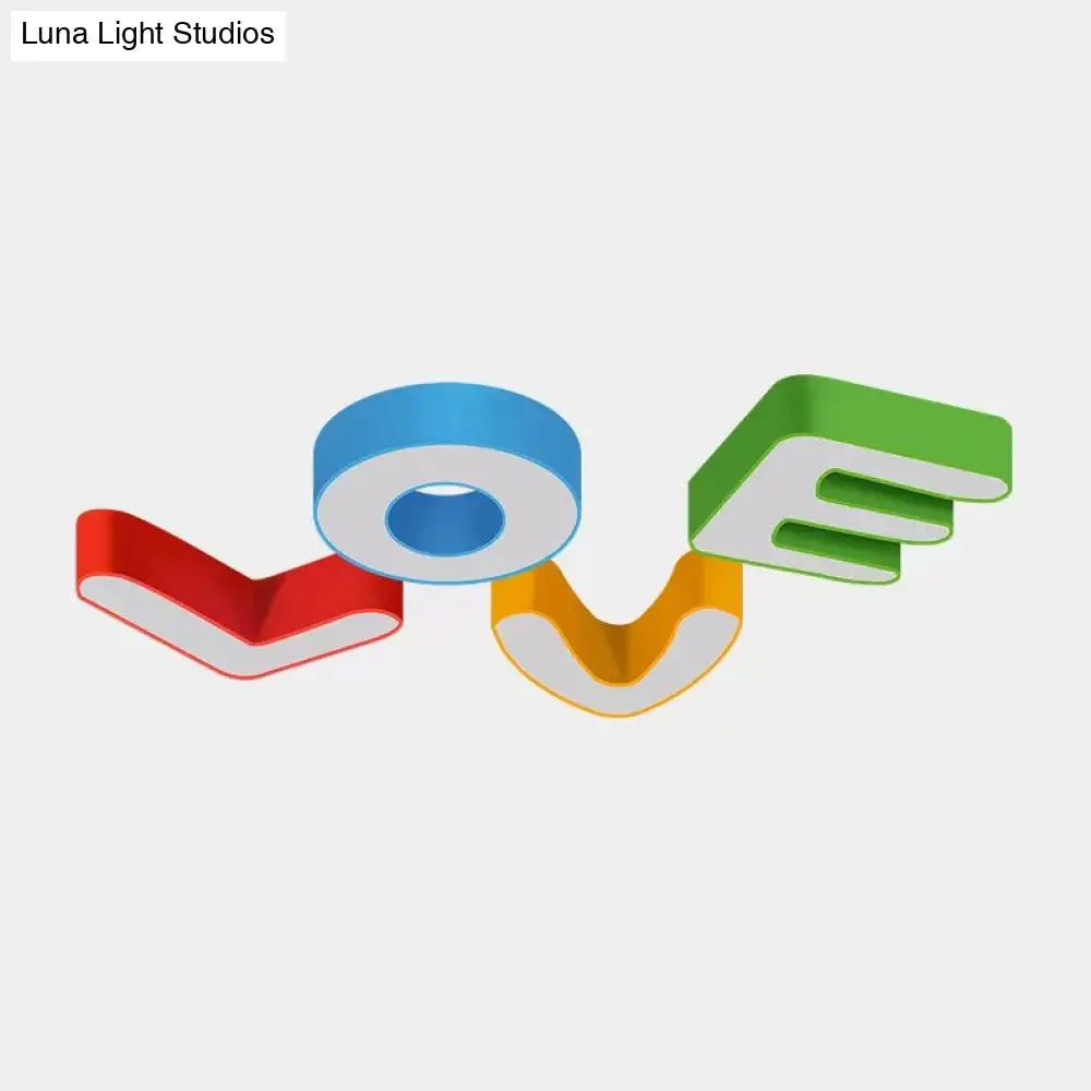 Sweet Letter Led Ceiling Light: Candy-Colored Acrylic Flush Fixture For Girls
