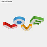 Sweet Letter Led Ceiling Light: Candy-Colored Acrylic Flush Fixture For Girls