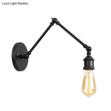 Swing Arm Industrial Sconce Lighting - 1 Light Metallic Wall Lamp In Brass/Black For Living Room
